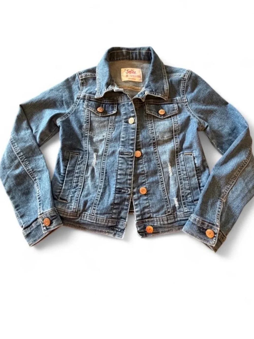 Justice Medium Blue Kids Denim Jacket with Copper Buttons